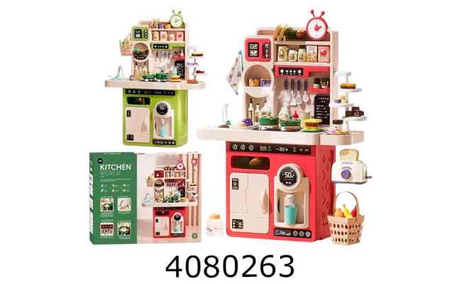 Кухня з набором посуду в коробці муз. світ. ллється вода 61*18*50см (4) G785A