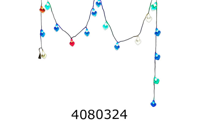 Гірлянда ел. 3м сердечка кольор. світло 2-12 (100) 144318