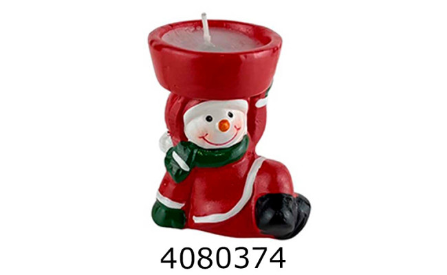 Свічка новорічна Сніговик кераміка 23910