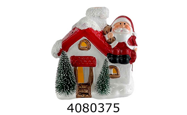 LED Будиночок з Сантою кераміка XHS25010