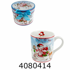 Кружка керам. з кришкою Три сніговика 220мм (1) LC007