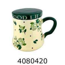 Кружка керам. з кришкою та ложкою Троянди 4000мл  (60) M0985