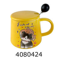 Кружка керам. з кришкою та ложкою Cat 4000мл  (60) LD625