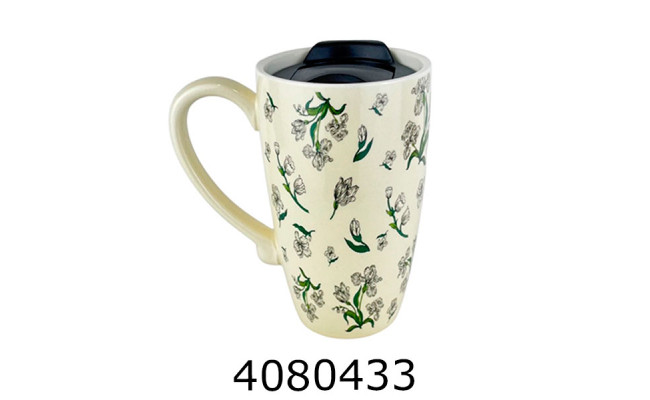 Кружка термос керам. Квіти 600мл  (60) M0988