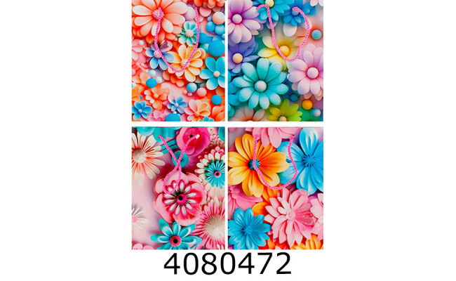 Пакет подарунковий 26*32см мікс 4 3D RQ-1001-1M