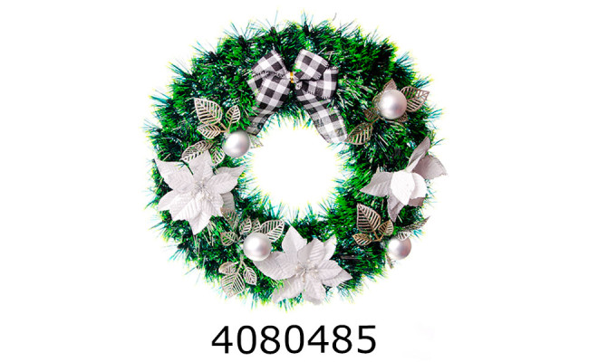 Вінок різдвяний 40см срібло 3-27