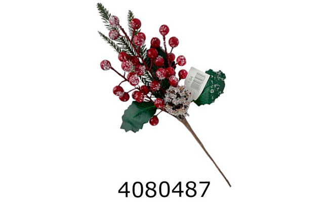 Гілка ялинка+калина+шишка засніжена 33см (50) 1-64