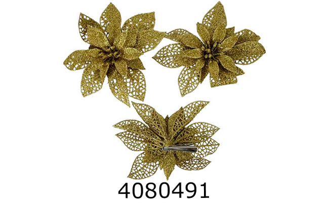 Квітка Ажур золота 13см на прищіпці (12) 144264