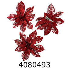 Квітка Ажур червона 14см на прищіпці (12) 2-38