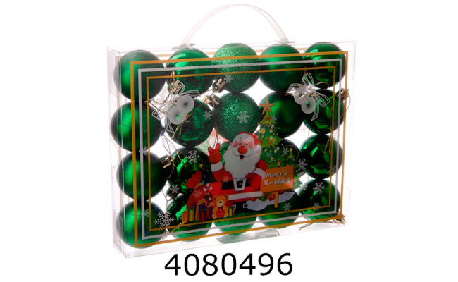 Куля новорічна 5 см 20шт зелений мікс 12-171