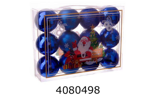 Куля новорічна 55 см 12шт сині мікс 2-172