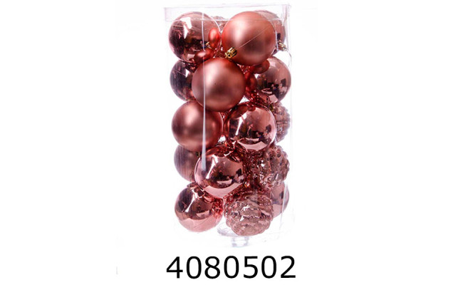 Куля новорічна 7 см 16шт пудрові мікс 2-137