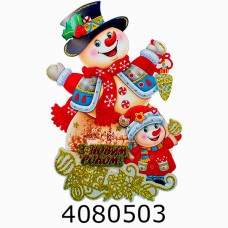 Наклейка новорічна 31*20cм Сніговик (10) 144234