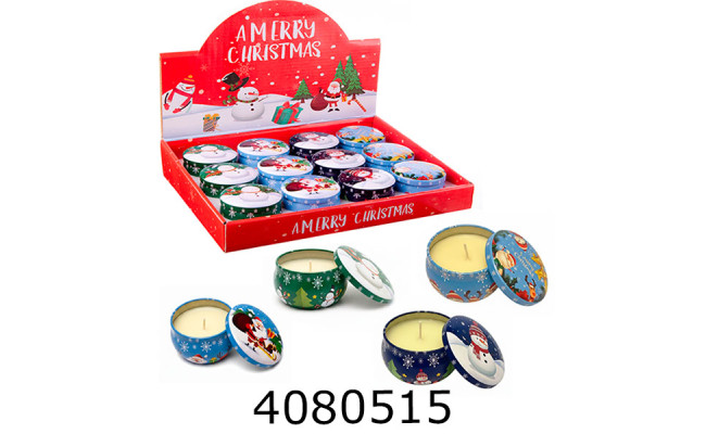 Свічка новорічна аромат. в метал коробці 6*4 3-37