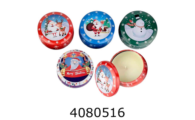 Свічка новорічна аромат. в метал коробці 75*45 3-36