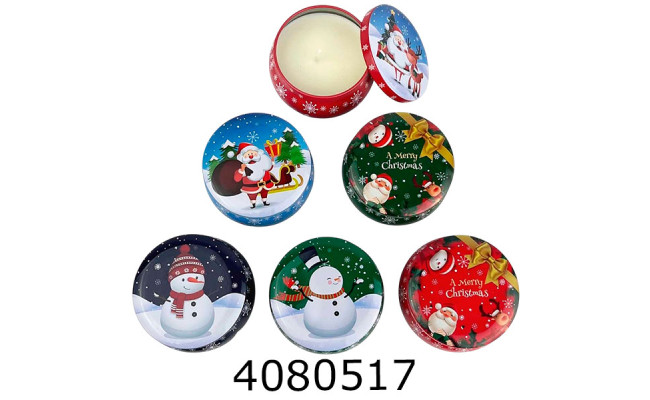 Свічка новорічна аромат. в метал коробці 8*45см 3-35