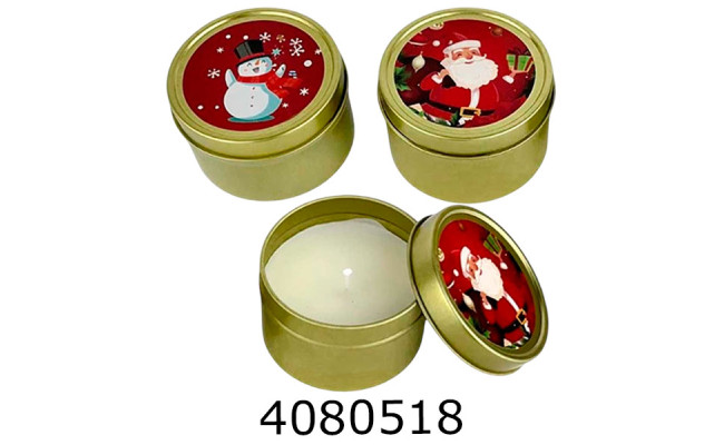 Свічка новорічна аромат. в метал коробці 6*35см 3-39