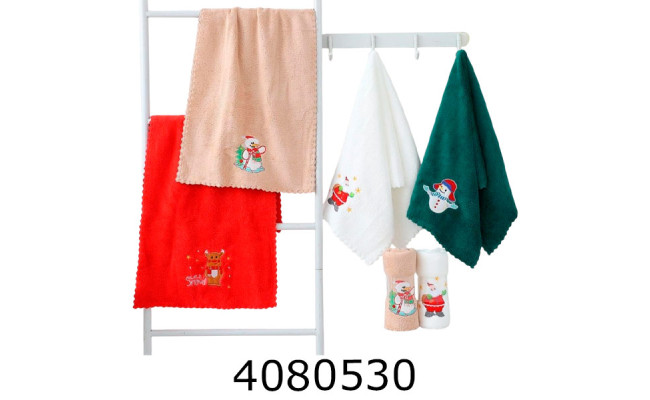 Набір рушників новорічних мікрофібра 6 шт 35*70 см TL-98-896-480