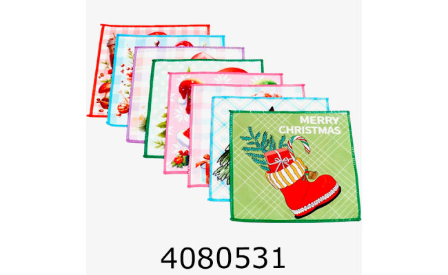 Серветка новорічна мікрофібра для кухні 25*25 см ціна за 12 шт Li-523-17-F-180