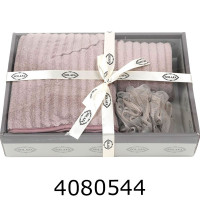 Комплект банний з чалмою рушник 135*65см чалма мочалка мокко VT-80035-30-2