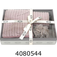 Комплект банний з чалмою рушник 135*65см чалма мочалка мокко VT-80035-30-2