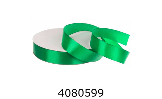 Стрічка атласна пакувальна 25 мм*914м зелена 58-10512