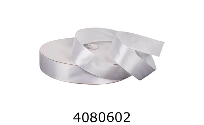 Стрічка атласна пакувальна 25 мм*914м біла 58-10260