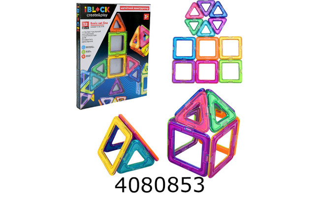 Конструктор магнетик 12дет 2вида в коробці 21*2*28см (48/96) PL-925-04-03