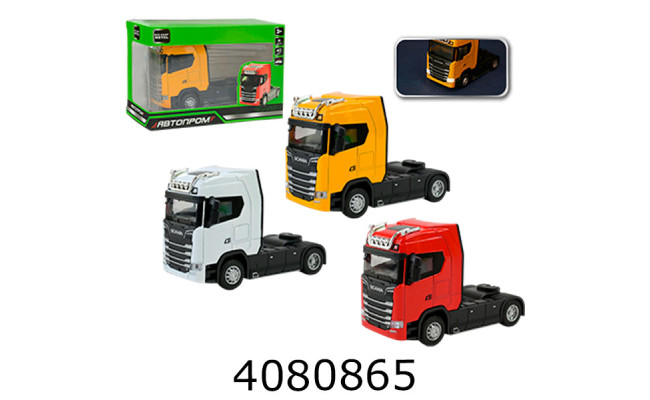 Трейлер Автопром Scania тягач в коробці муз. світ.  15*7*10см (72/144) AP7539AB