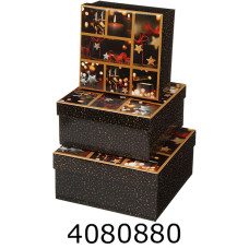 Коробка карт. для подарунків 3 ш в наборі розмір найбільшої 20х20х9.5см тиснення фольгою BM.233344