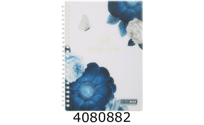 Блокнот на спір. збоку A5 80 арк. пласт. обкл. кл. темно-синій ARABESKI BM.2587-03