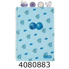 Блокнот на спір. збоку A5 80 арк. пласт. обкл. кл. 4 розд. кобальтовий ARABESKI BM.2587-54