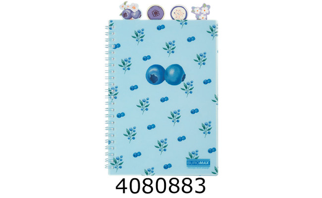 Блокнот на спір. збоку A5 80 арк. пласт. обкл. кл. 4 розд. кобальтовий ARABESKI BM.2587-54