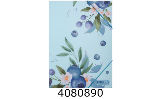 Папка на гумках пластик А4 BUROMAX ARABESKI мат. напівпроз. морська хвиля (12) BM.3908-17