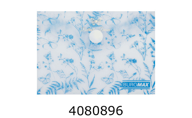 Папка конверт на кнопці A7 Buromax ARABESKI мат. напівпроз. пластик блакитний (12) BM.3923-14