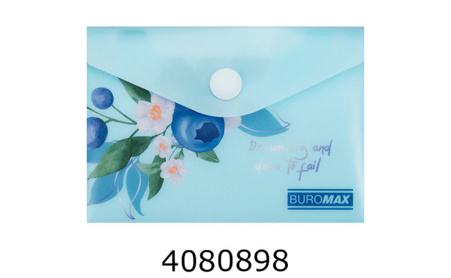 Папка конверт на кнопці A7 Buromax ARABESKI мат. напівпроз. пластик чароіт (12) BM.3923-52