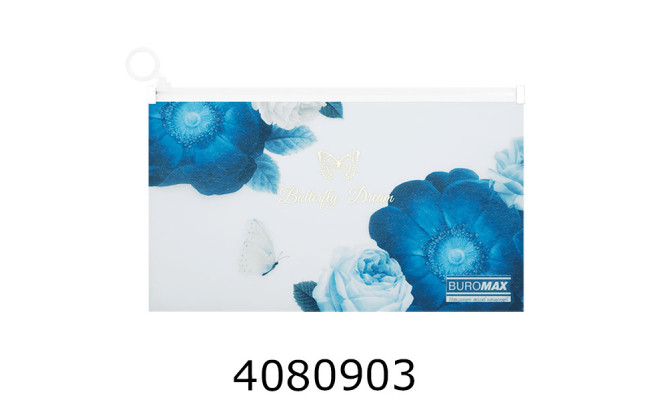 Папка конверт на zip-блискавці DL Buromax ARABESKI мат. напівпроз. пластик темно-синій (12) BM.3949-03