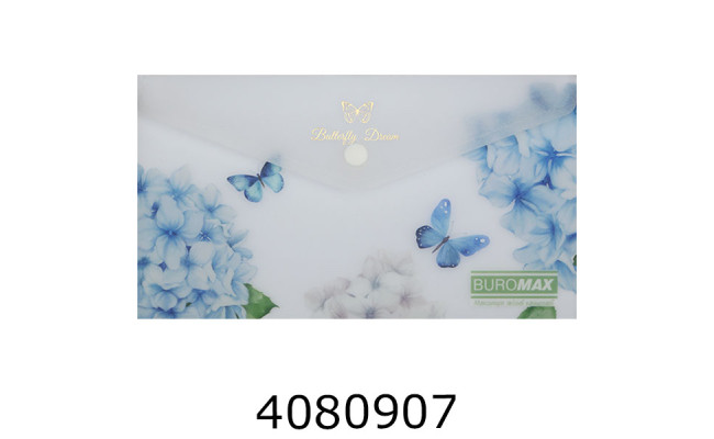 Папка конверт на кнопці DL Buromax ARABESKI мат. напівпроз. пластик прозорий (12) BM.3952-00