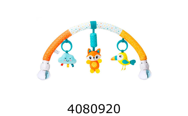 Брязкальце розтяжка на ліжко/візочок тваринки з дзвіночком (25) 24625W-A