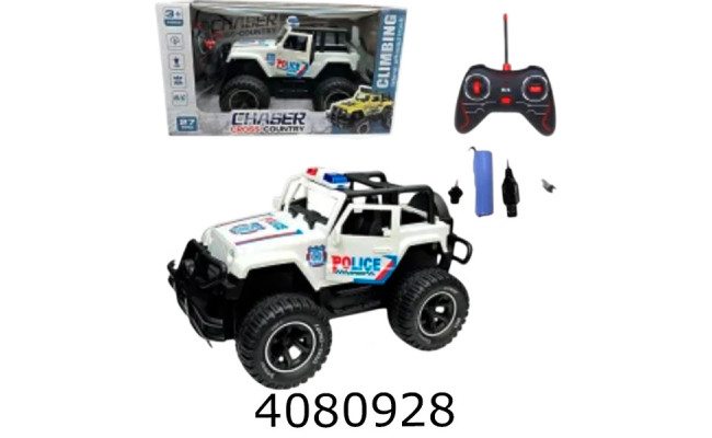 Машина радіо акум.Джип Поліція в коробці usb-зарядне світ.відк.двері  35*18*20 (12/24) SL16-14B