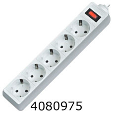 Подовжувач мереж. 1.8м 5 розеток з вимикачем Defender білий 994810 Подовжувач мереж. 1.8м 5 розеток з вимикачем Defender білий 994810