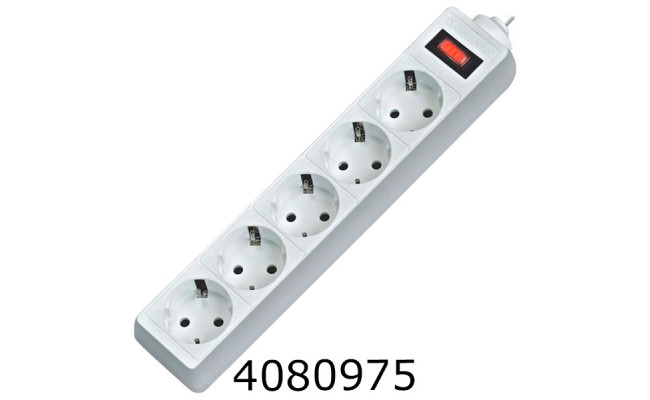 Подовжувач мереж. 1.8м 5 розеток з вимикачем Defender білий 994810