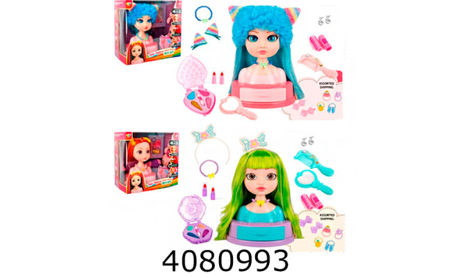 Голова ляльки в коробці з аксесуарами 2 види 28*28*16см (9/18) SR011-12