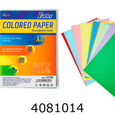 Папір кольор. А4 80г/м2 10*10 арк. інтенс. MIX Leader (50) 134780