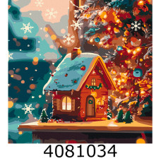 Картина по номерам 40*40см Хатинка під сніжинками Brushme SBS032