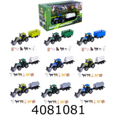 Трактор інерц. в коробці + причіп з тваринами 3 кольори 29*11*15см (36/72) 5279-100AB
