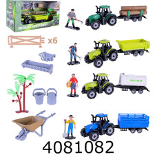 Трактор інерц. в коробці + причіп + фігурки людей 3 кольори 29*11*15см (36/72) 5279-101ABCD