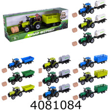 Трактор інерц. в коробці + причіп 4 види 3 кольори 26*6*8см (72/144) 5279-94ABCD