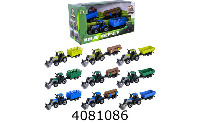 Трактор інерц. в коробці + причіп 3 кольори 29*11*15см (36/72) 5279-99A