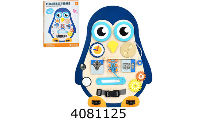 Бізіборд дерево Пінгвін в коробці 39*50*5см (4) MD 0147